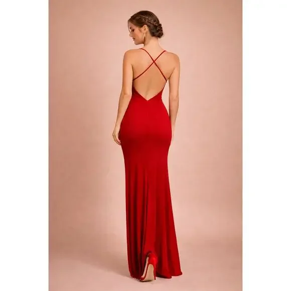 Shakira Formal Maxi Dress Women Medium Black Ruffle Slit Elegant Evening NWT - Picture 4 of 12